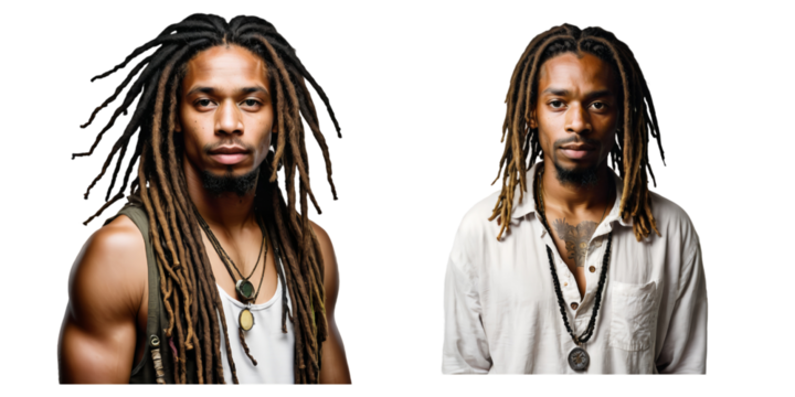 Reggae dreadlock man hair style on transparent background
