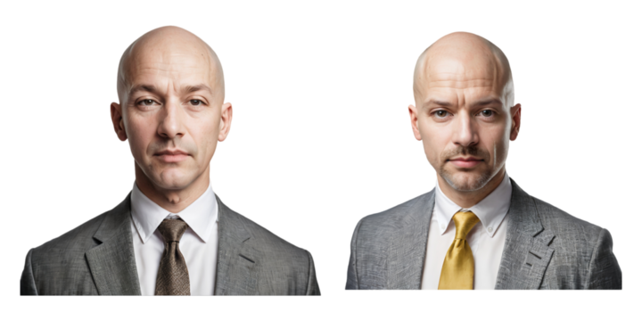 Executive professional business bald guy on transparent background