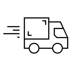 Fast moving shipping delivery truck vector icon for transportation apps and websites