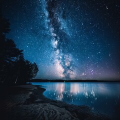 night sky, capturing the Milky Way, shooting stars generative ai