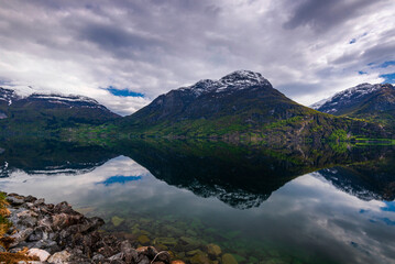  views of the Hjørundfjorden taken from Saebo during springtime, Norway