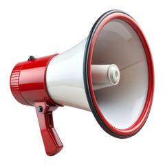 Red and White Megaphone Isolated on a Transparent Background