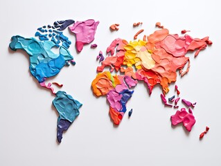 Colorful world map made of paint splatters