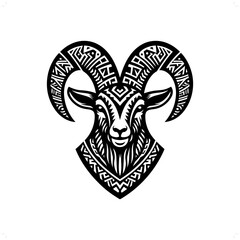  Goat silhouette in animal ethnic, polynesia tribal illustration