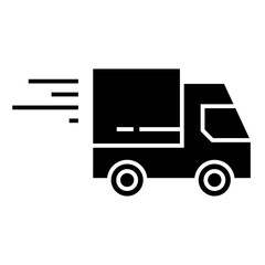 Fast moving shipping delivery truck vector icon for transportation apps and websites