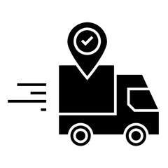 Fast moving shipping delivery truck vector icon for transportation apps and websites