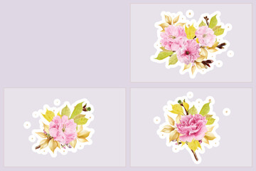 cherry blossom stickers design illustration