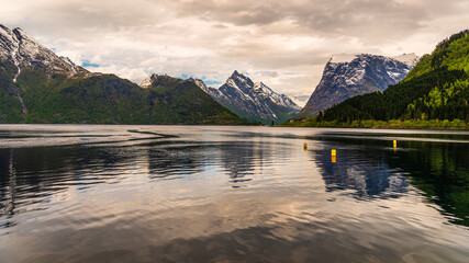  views of the Hjørundfjorden taken from Saebo during springtime, Norway