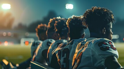 Football team bench, Soccer Players Watching the Game, High quality AI generated image - Powered by Adobe