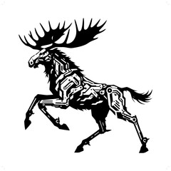 Moose silhouette in animal cyberpunk, modern futuristic illustration