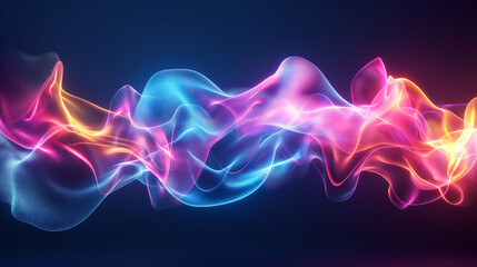  3d render Abstract fluid iridescent holographic neon curved wave in motion colorful background. Gradient design element for background