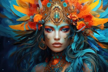 Vibrant fantasy portrait of a mystical woman