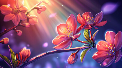 background anime flower nature botany Illustration design