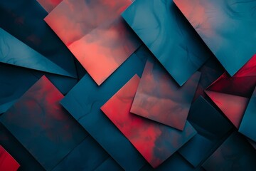geometric origamistyle background with blurred dark blue and red rectangles abstract digital art