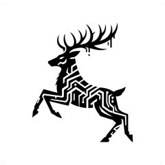 Reindeer silhouette in animal cyberpunk, modern futuristic illustration