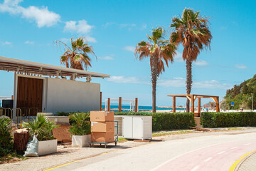 Construction of a beach bar next to sea in Split, Croatia | Budowa baru na plaży nad morzem w...