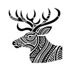 Reindeer silhouette in animal ethnic, polynesia tribal illustration
