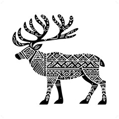 Reindeer silhouette in animal ethnic, polynesia tribal illustration