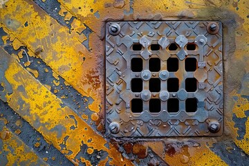 industrial maintenance access cover urban texture background