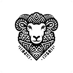 sheep silhouette in animal ethnic, polynesia tribal illustration