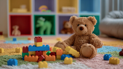 teddy bear on the couch