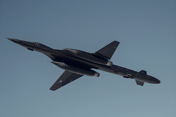 Fototapeta na wymiar Strategic Reconnaissance SR-71 Blackbird Jet in Adaptive High-Speed Flight Against Azure Skies