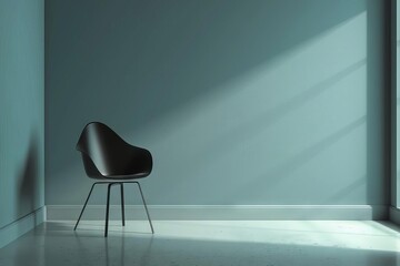 minimalist modern chair design in empty studio setting clean lines and geometric shapes digital illustration