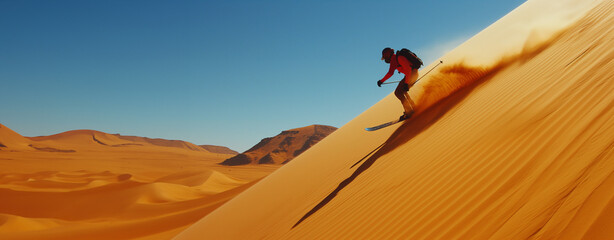 hiker in the mountains of desert