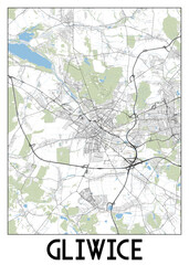 Gliwice Poland map poster art