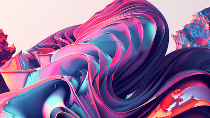 Vibrant Abstract Liquid Artwork With Hues of Blue and Pink
