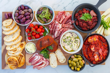 appetizing spread of gourmet dishes arranged on a table for a fancy dinner party