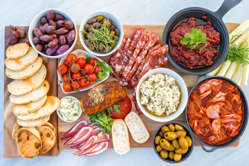 appetizing spread of gourmet dishes arranged on a table for a fancy dinner party