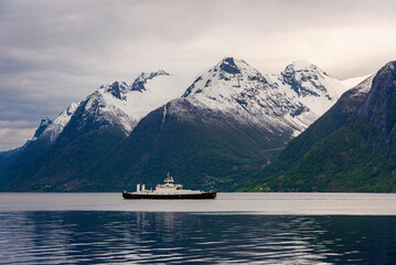  views of the Hjørundfjorden taken from Saebo during springtime, Norway