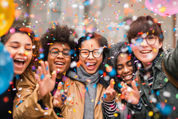 Attractive young women celebrating having fun at a party
