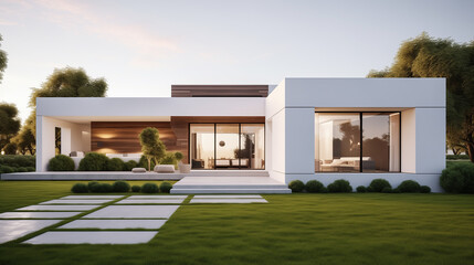 Beautiful white house exterior design.