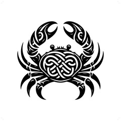 crab silhouette in animal celtic knot, irish, nordic illustration
