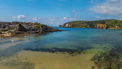 Naklejka premium Aerial views over Guerilla Bay - Batemans Bay