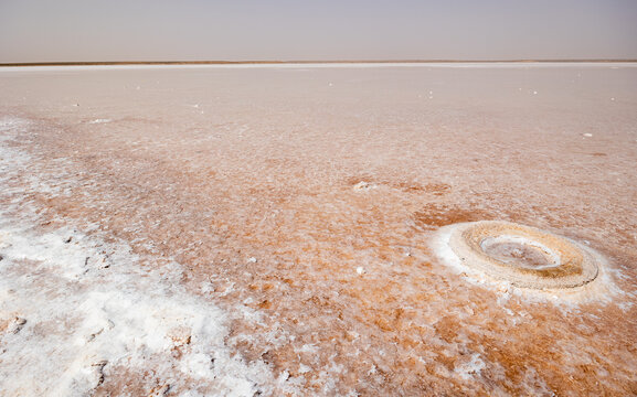 Tunisian Sahara Desert - salt lake of Sebkhet El Melah (Lac sale de Zarzis)