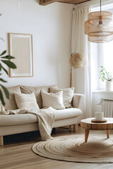 Sophisticated and Minimalist Scandinavian Inspired Living Room with A Homely Appeal