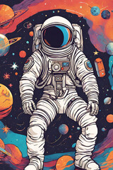 Generative Ai spaceship flying man