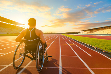 Concentrated disabled athlete man. Disability lifestyle