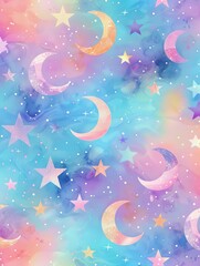 Background Painted with Stars and Moons