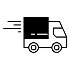 Fast moving shipping delivery truck vector icon for transportation apps and websites