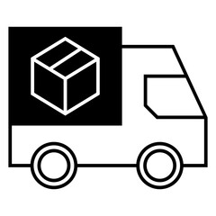 Fast moving shipping delivery truck vector icon for transportation apps and websites