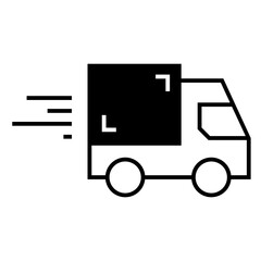 Fast moving shipping delivery truck vector icon for transportation apps and websites