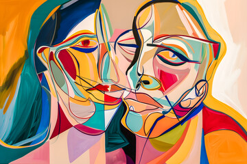 Portrait deux personnes, peinture contemporaine