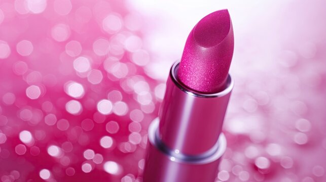 Stylish lipstick color fuscia on a light background
