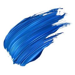 Vibrant blue paint smear on a white background.
