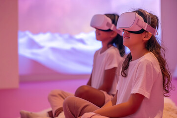 futuristic educational environment with holographic displays and interactive learning tools