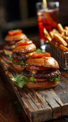 Delightful and Diverse Slider Recipes served with Crispy French Fries and Refreshing Drink